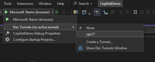 Setup a dev tunnel